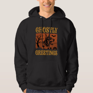 Ghostly Greetings Halloween Doberman Cemetery Desi Hoodie
