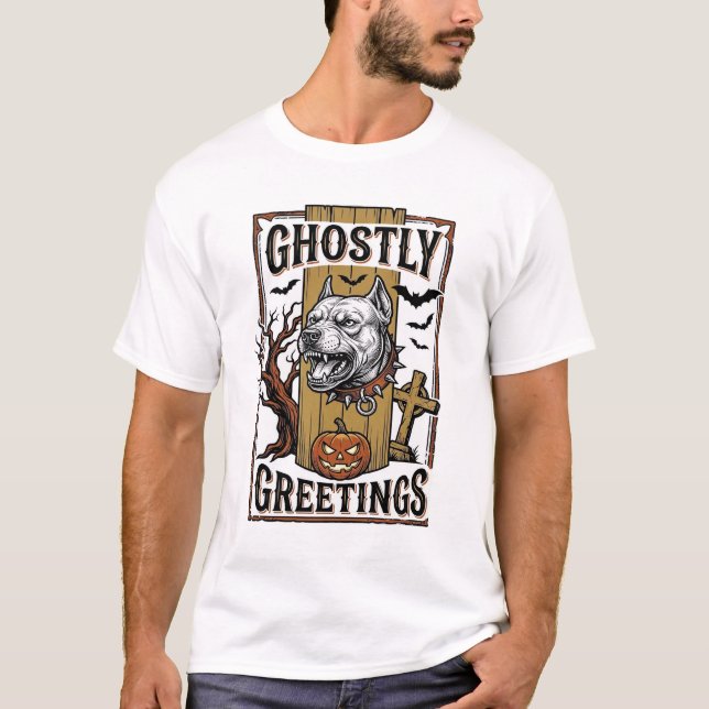 Ghostly Greetings Shirt Vintage Engraving Hallowee (Front)