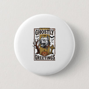 Ghostly Greetings Shirt Vintage Engraving Hallowee 6 Cm Round Badge