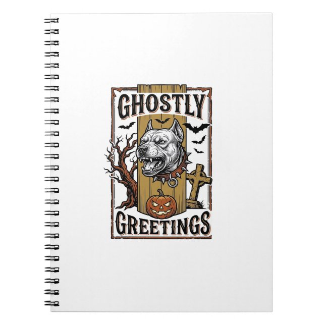 Ghostly Greetings Shirt Vintage Engraving Hallowee Notebook (Front)