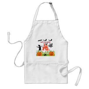 Ghostly Halloween Floating Characters Art Standard Apron