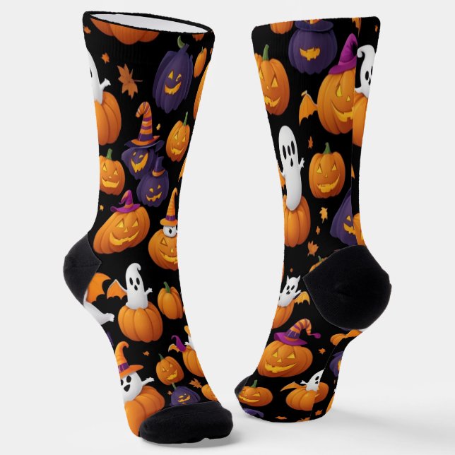 Ghostly Halloween Fun Socks (Angled)