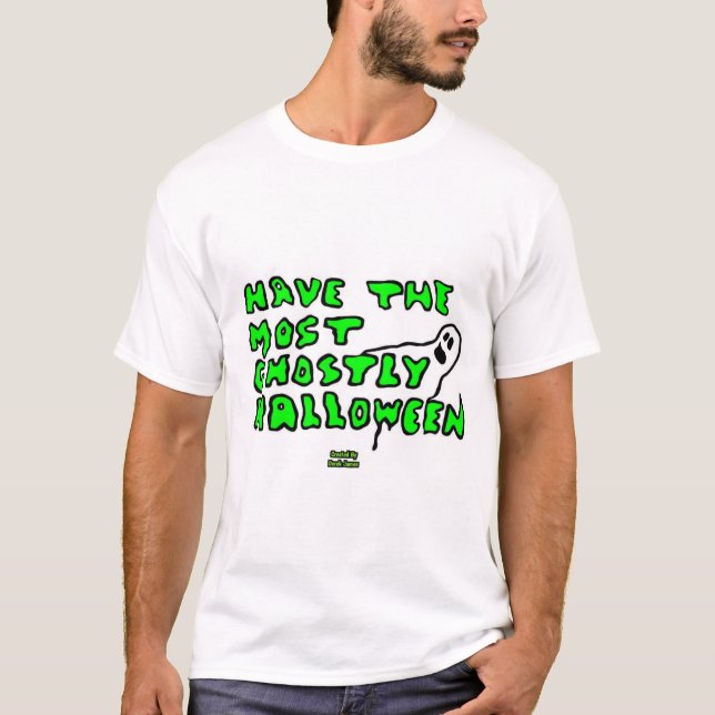 Ghostly Halloween Men's White Basic T Shirt (Front)