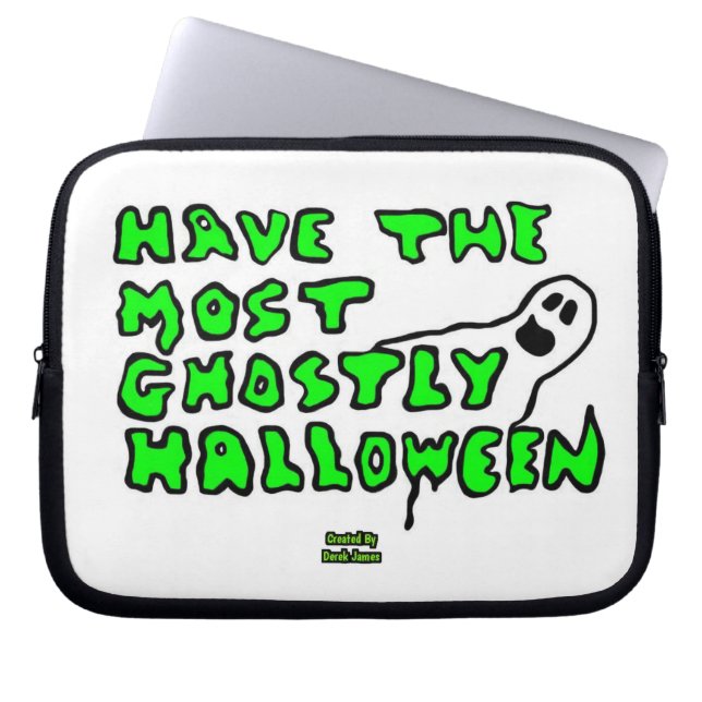 Ghostly Halloween Neoprene Laptop Sleeve (Front)