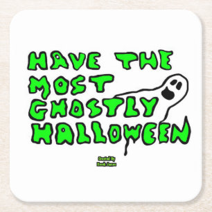 Ghostly Halloween Paper Coaster