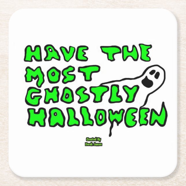 Ghostly Halloween Paper Coaster (Front)