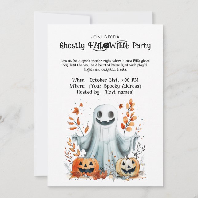 Ghostly HALLOWEEN Party Invitation (Front)