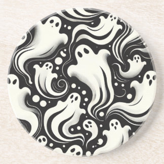 Ghostly Halloween Sandstone Coaster