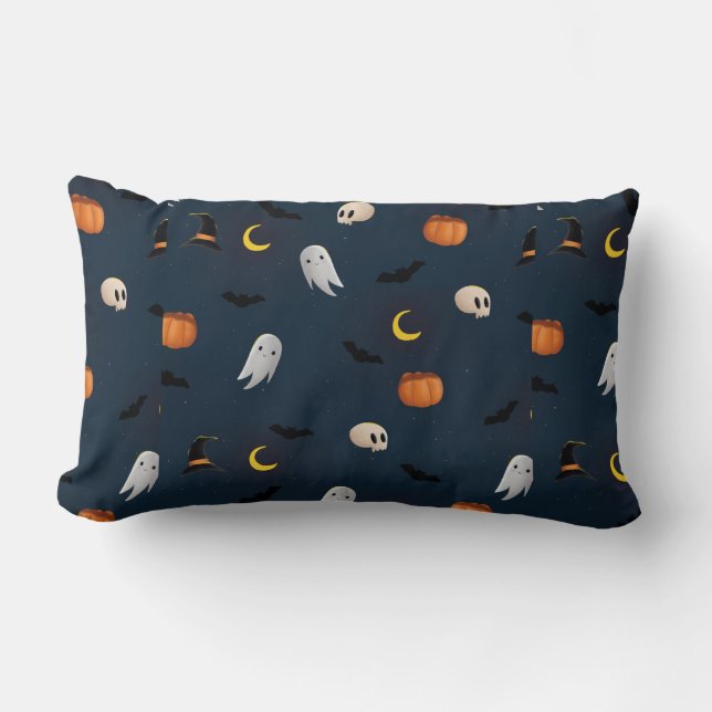 Ghostly Halloween Throw Pillow (Front)