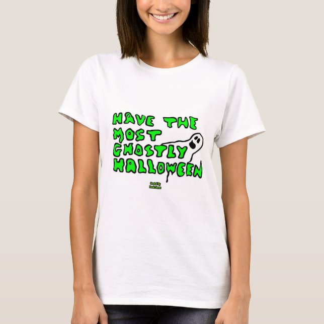 Ghostly Halloween Women's White Basic T Shirt (Front)