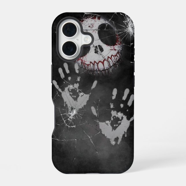 Ghostly Handprint Shattered Screen Horror iPhone C 16 Case (Back)