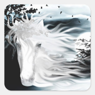 Ghostly horse square sticker