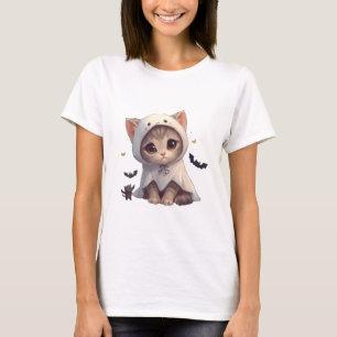 Ghostly Kitten and Bat Friends T-Shirt