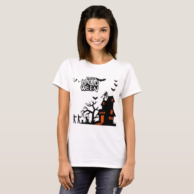 Ghostly Lantern Parade white T-Shirt (Front Full)