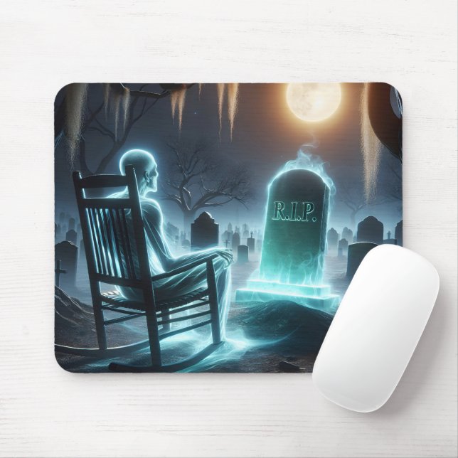 Ghostly Man In Cemetery Mouse Pad (With Mouse)
