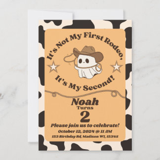 Ghostly "Not My First Rodeo" 2nd Birthday Invite