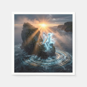 Ghostly Ocean Spirit Playing a Harp Napkin