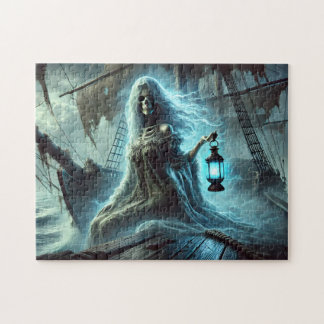 Ghostly Pirate Queen on Ship of the Stormy Sea Jigsaw Puzzle