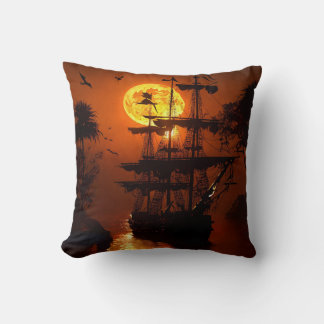 "Ghostly Pirate Ship Pillow" Cushion