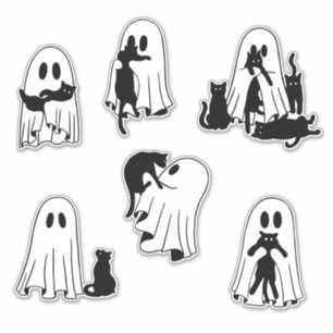 Ghostly Playmates Cute Ghost and Black Cat Pack