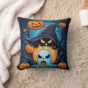 Ghostly pumpkins bring Halloween spirit to life Cushion