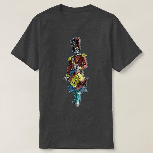 Ghostly Skeletal Highlander Drummer  T-Shirt (Design Front)