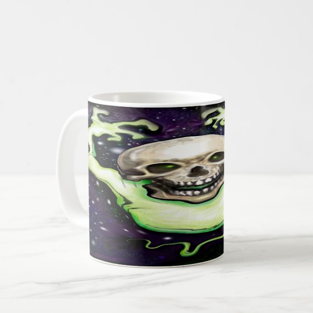 Ghostly Skull Coffee Mug (Front Left)