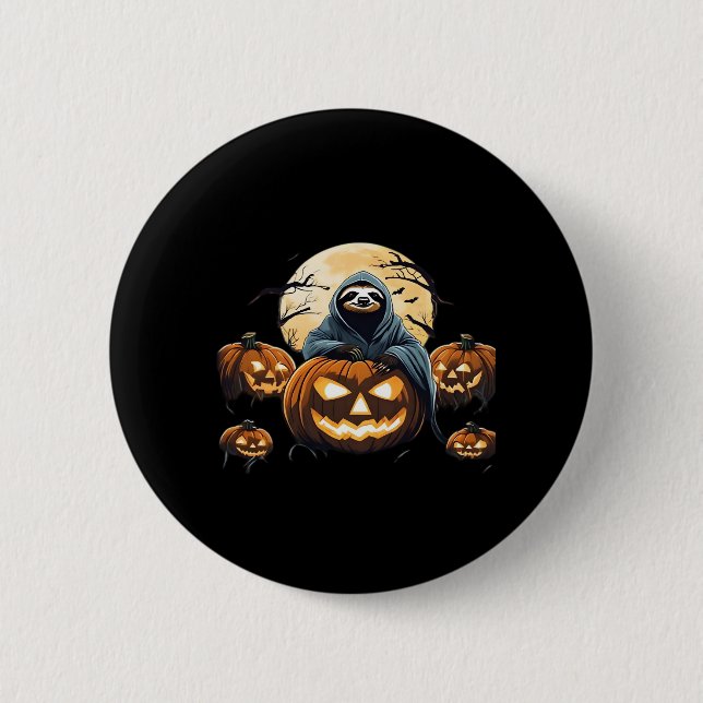 Ghostly Sloth's Midnight Haunt Classic T-Shirt 6 Cm Round Badge (Front)