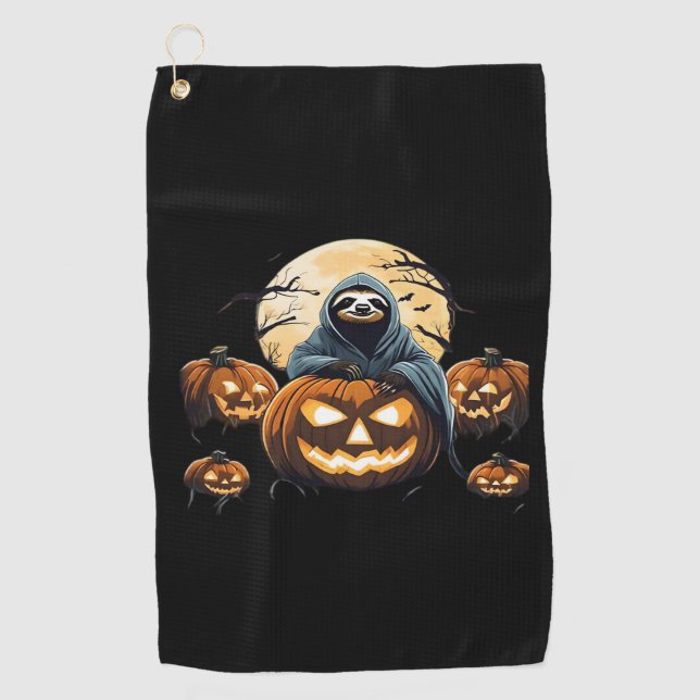 Ghostly Sloth's Midnight Haunt Classic T-Shirt Golf Towel (Front)