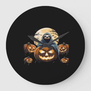 Ghostly Sloth's Midnight Haunt Classic T-Shirt Large Clock