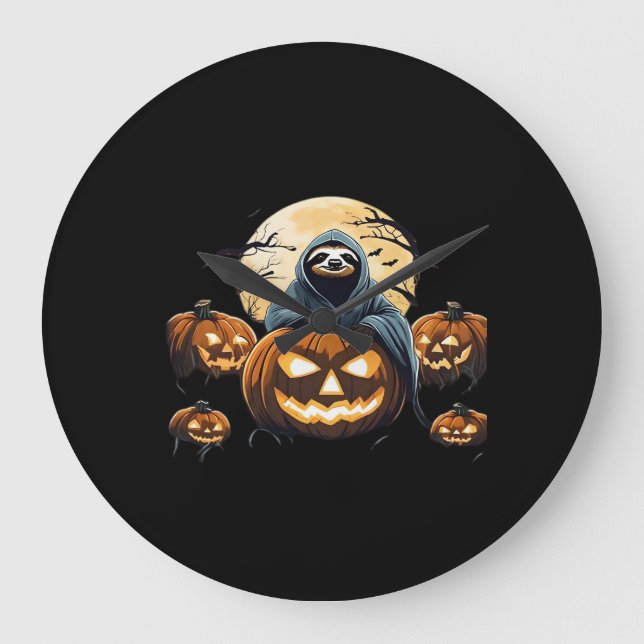 Ghostly Sloth's Midnight Haunt Classic T-Shirt Large Clock (Front)