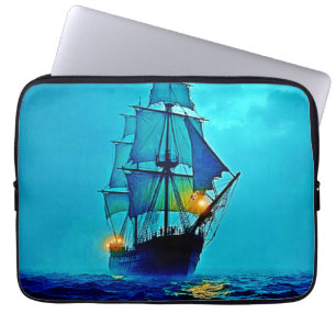 Ghostly Tall Ship Sea Voyage Design Laptop Sleeve