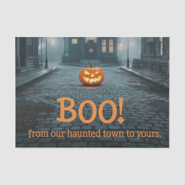 Ghostly Town Square Halloween Design Tissue Paper (Front)