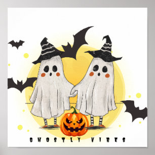 Ghostly Vibes Halloween Wall Art Poster