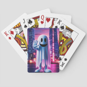 Ghostly Wave & Urban Lights Playing Cards