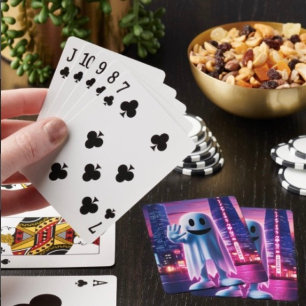 Ghostly Wave & Urban Lights Playing Cards