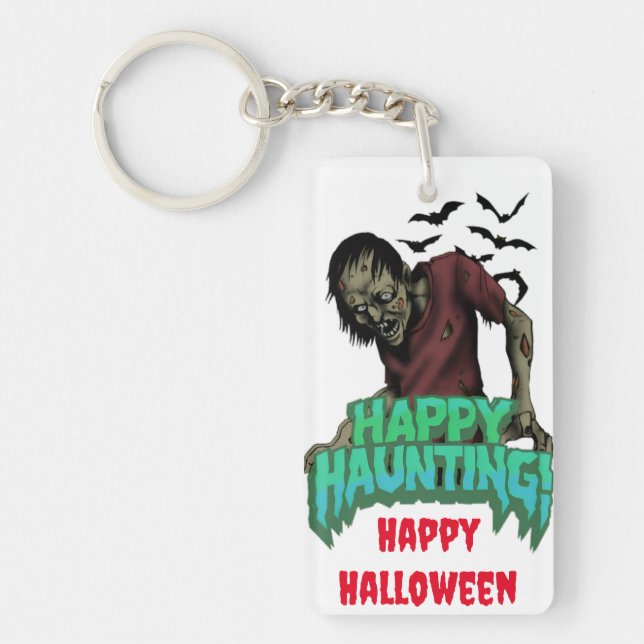 Ghostly Zombie Halloween Spooky Haunted  Key Ring (Front)