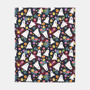 Ghosts and Flowers Fleece Blanket