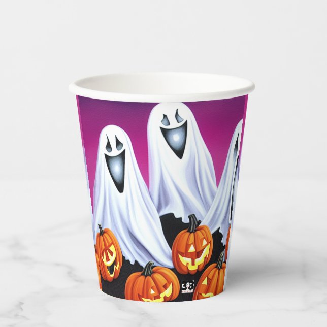 Ghosts and Pumpkins Paper Cups (Front)