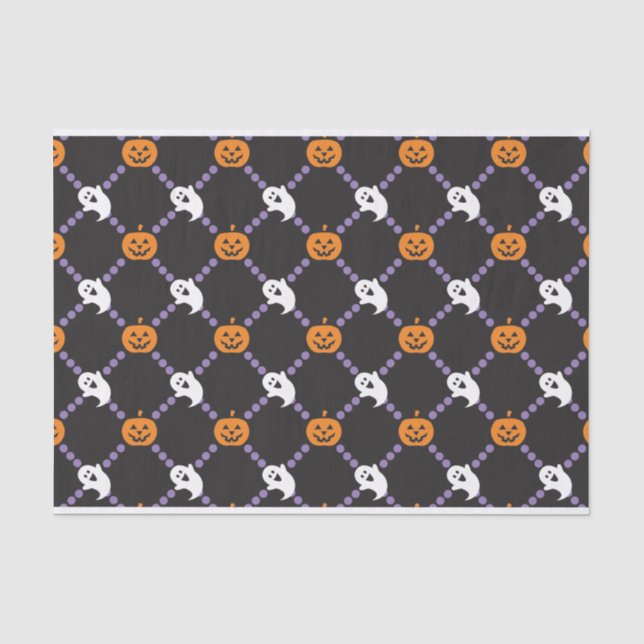 Ghosts and Pumpkins! Spooky Halloween Tissue Paper (Front)