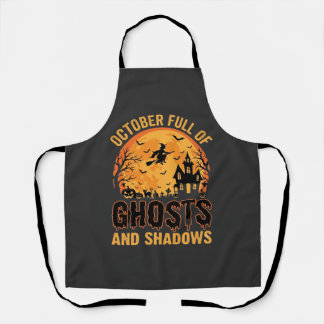 Ghosts and Shadows Halloween Moon Design Apron