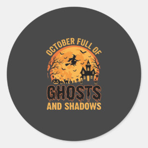 Ghosts and Shadows Halloween Moon Design Classic Round Sticker