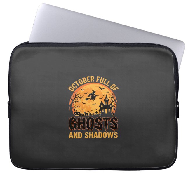 Ghosts and Shadows Halloween Moon Design Laptop Sleeve (Front)