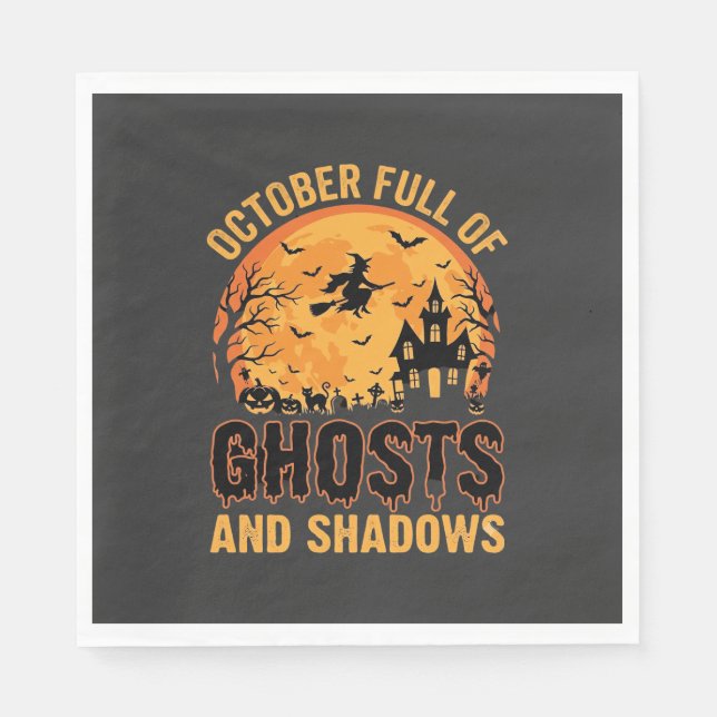 Ghosts and Shadows Halloween Moon Design Napkin (Front)