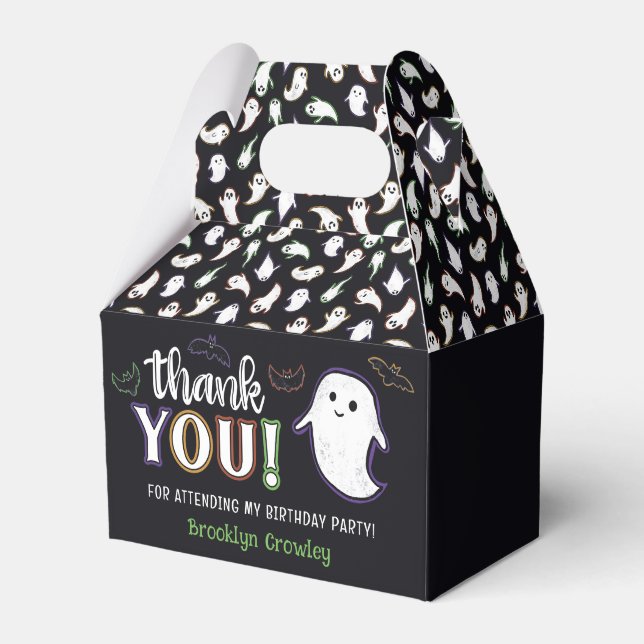 Ghosts & Bats Halloween Birthday Thank You Favour Box (Front Side)