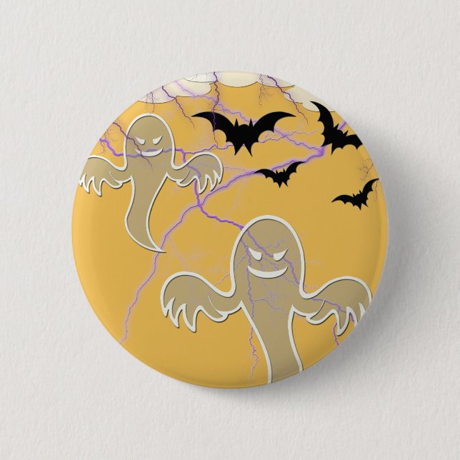 ghosts,bats,lightening halloween 6 cm round badge (Front)