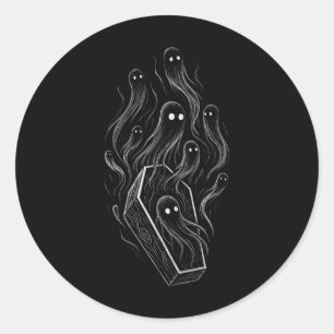 Ghosts Coffin Creepy Horror Grunge Alt Alternative Classic Round Sticker