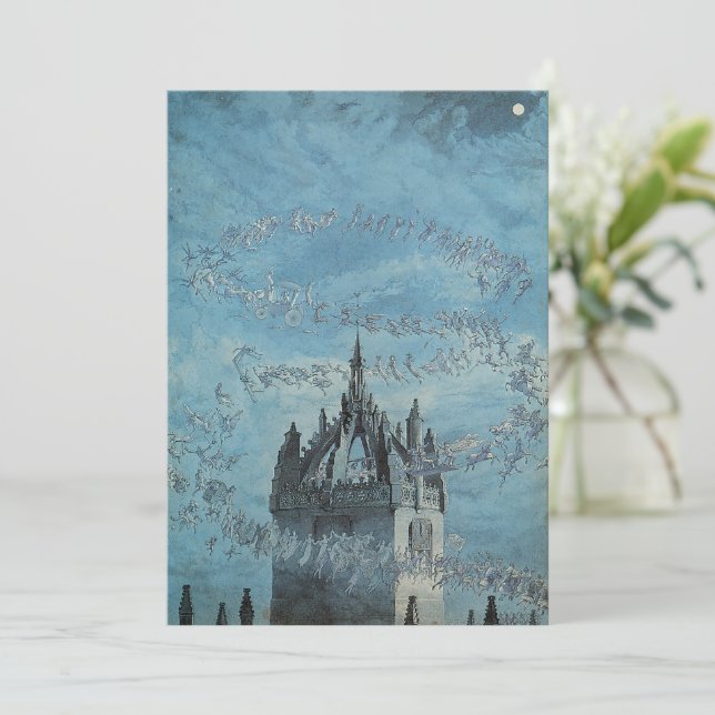 Ghosts Flying Around a Church Tower Halloween Invitation (Standing Front)