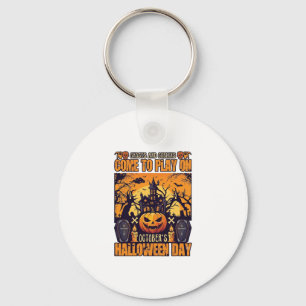 Ghosts Goblins Halloween Come Play October Haunted Key Ring
