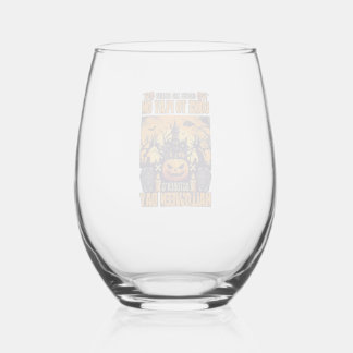 Ghosts Goblins Halloween Come Play October Haunted Stemless Wine Glass